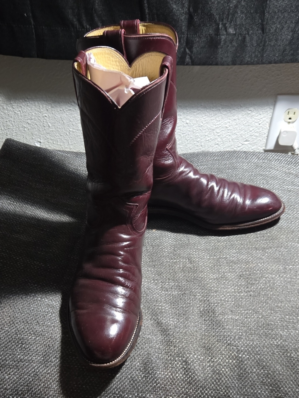 Mens BUrgundy Justin Ropers Size 10 D - Picture 2 of 5